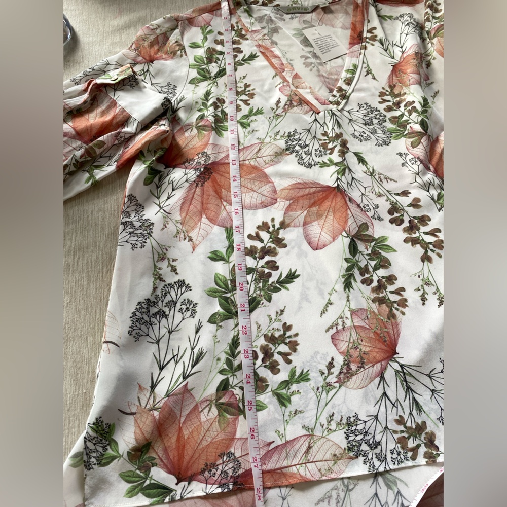 Orvis Women's 100% Silk Floral Button Up Blouse Size Large NEW - Picture 14 of 15